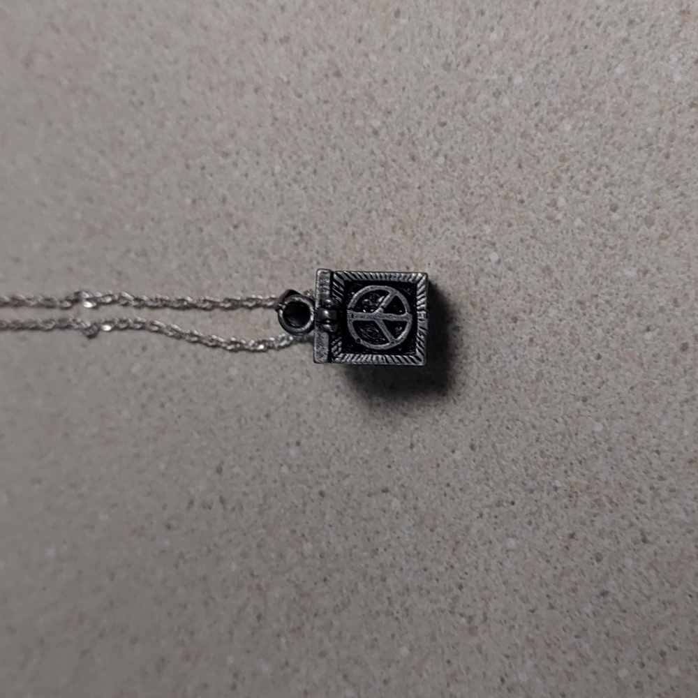 Peace sign trinket box necklace